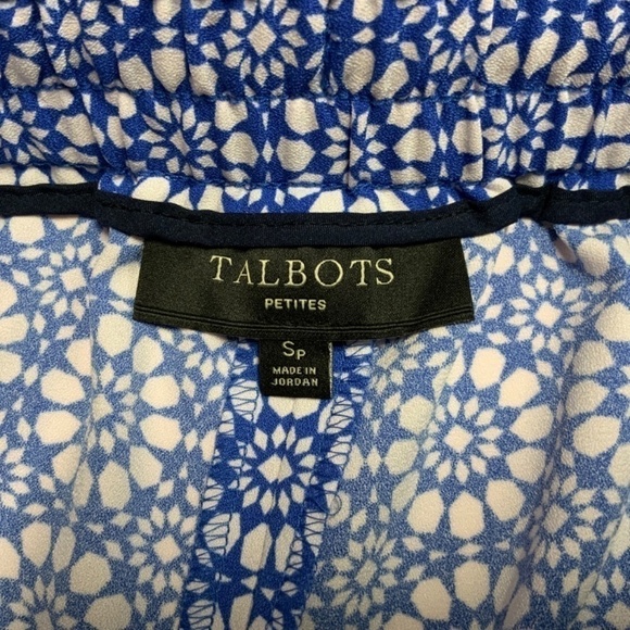 TALBOTS Petites Blue Geometric Print Flowing Straight Leg Trouser Tuxedo Stripe - Picture 8 of 10